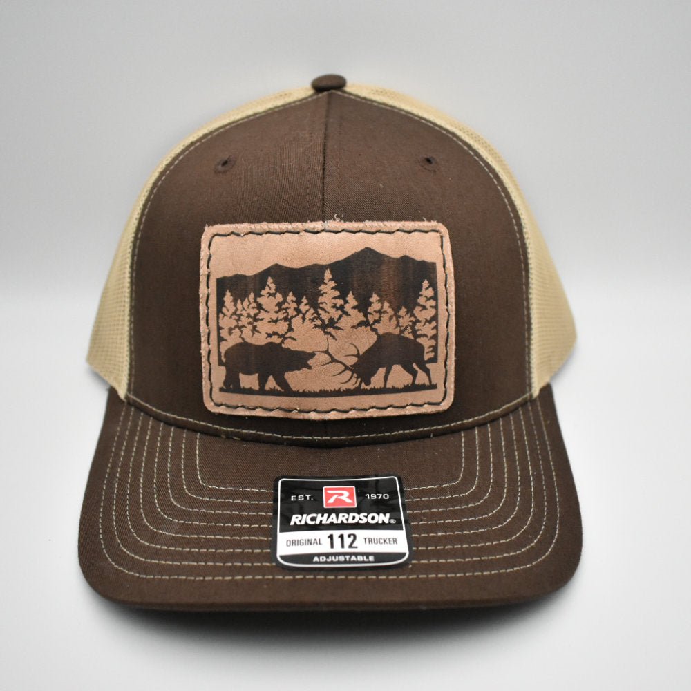 Elk Fighting Bear Hat - Prairie Buffalo