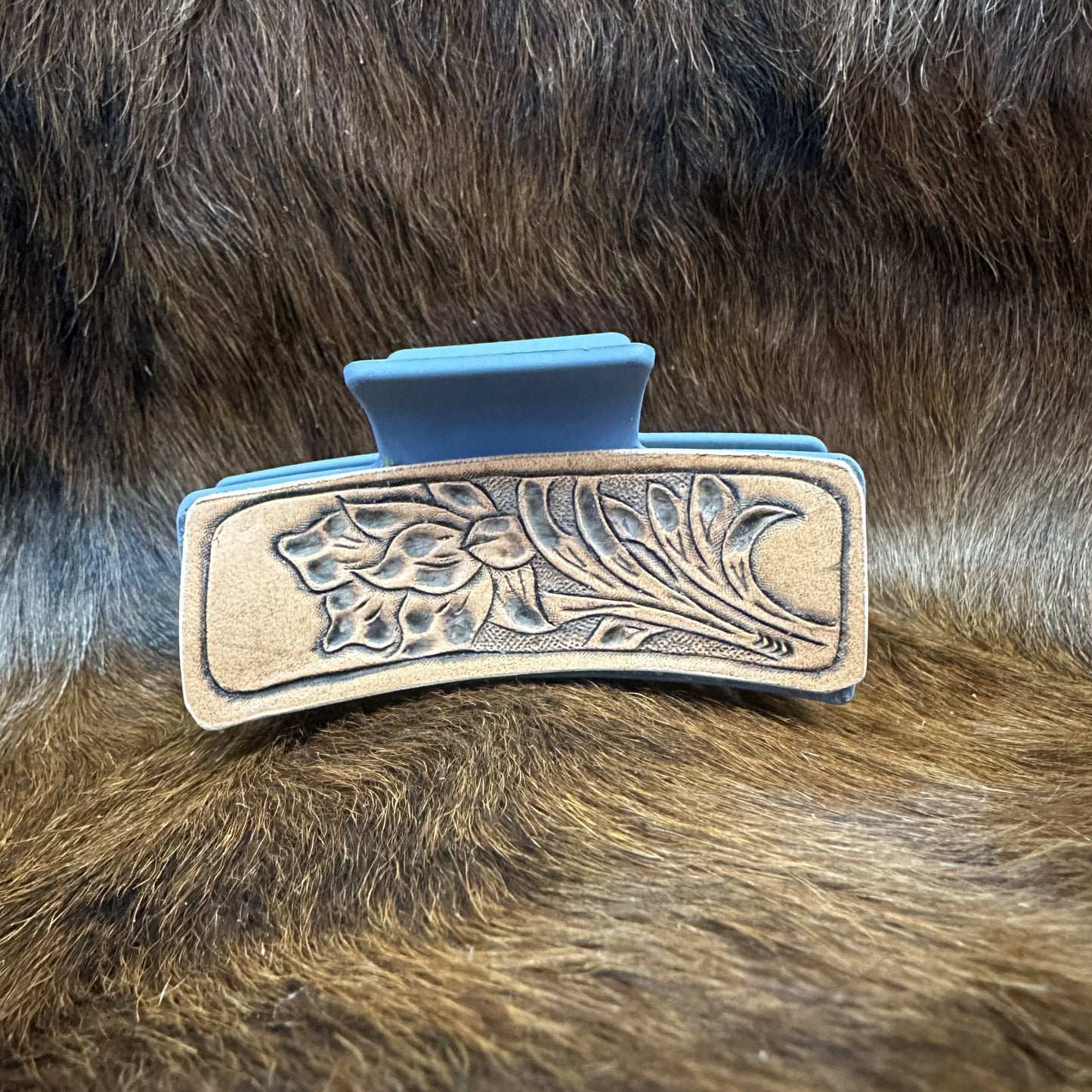 Floral Leather Claw Clip - Prairie Buffalo