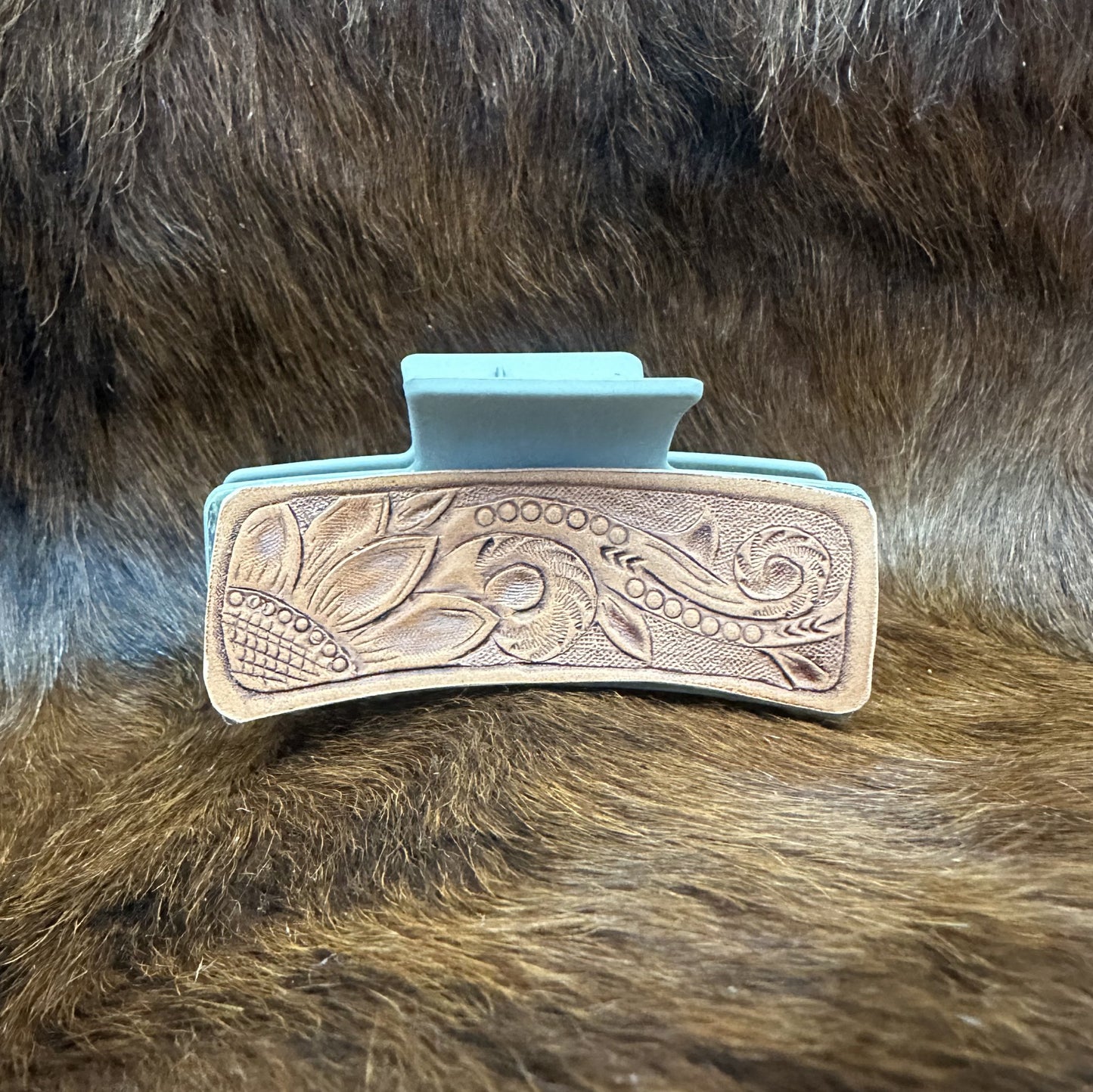 Sunflower Leather Claw Clip - Prairie Buffalo