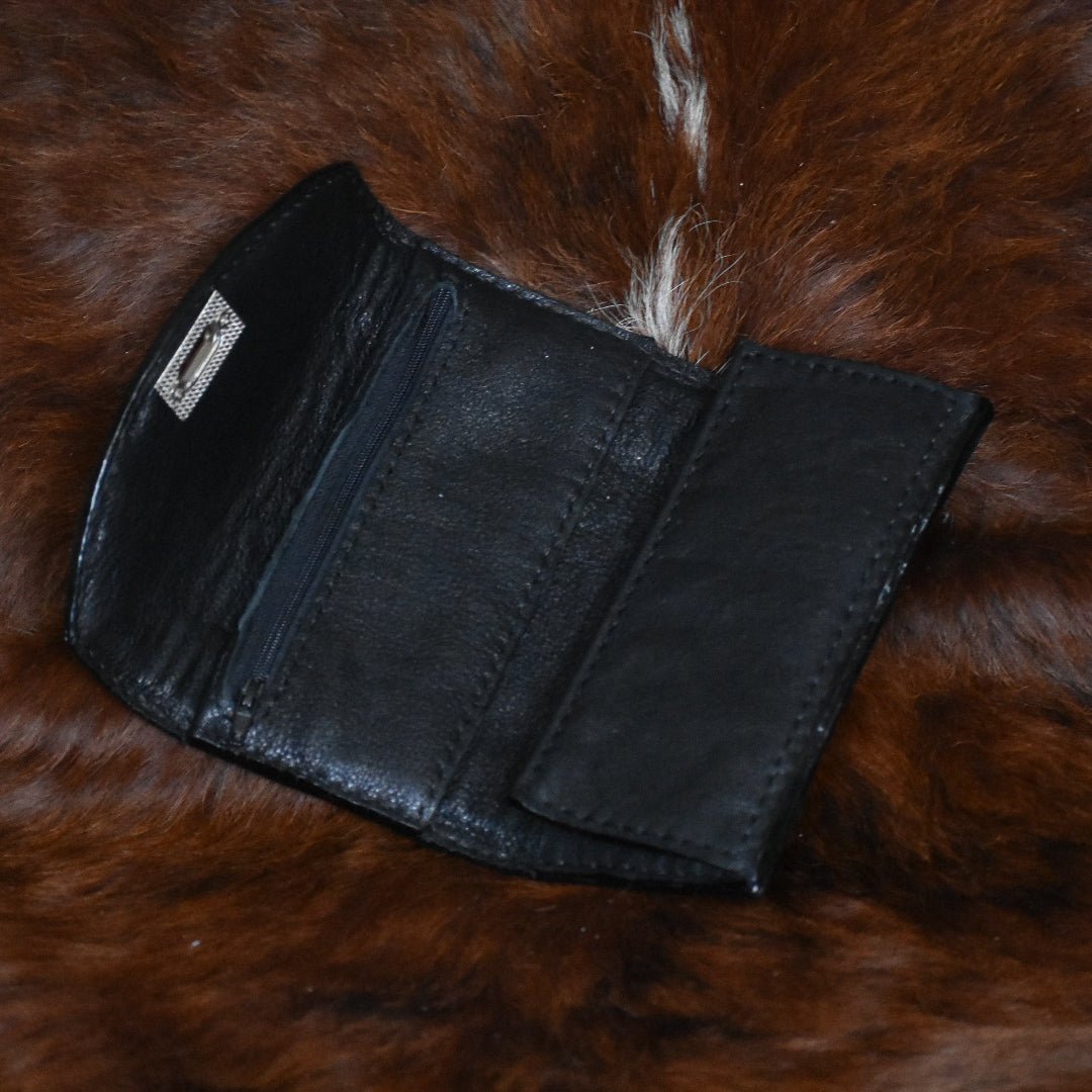 Hand Tooled Basketweave Leather Clutch Wallet - Soul Divine