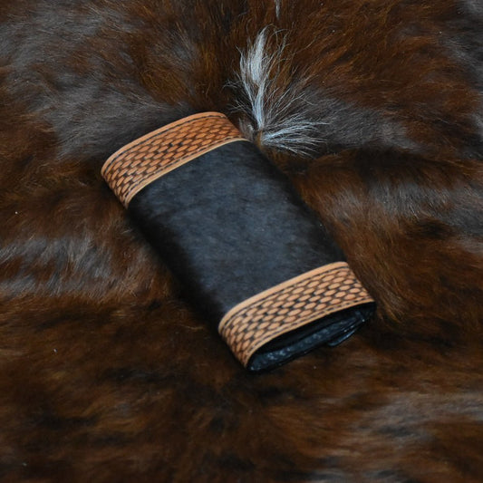 Hand Tooled Basketweave Leather Clutch Wallet - Soul Divine