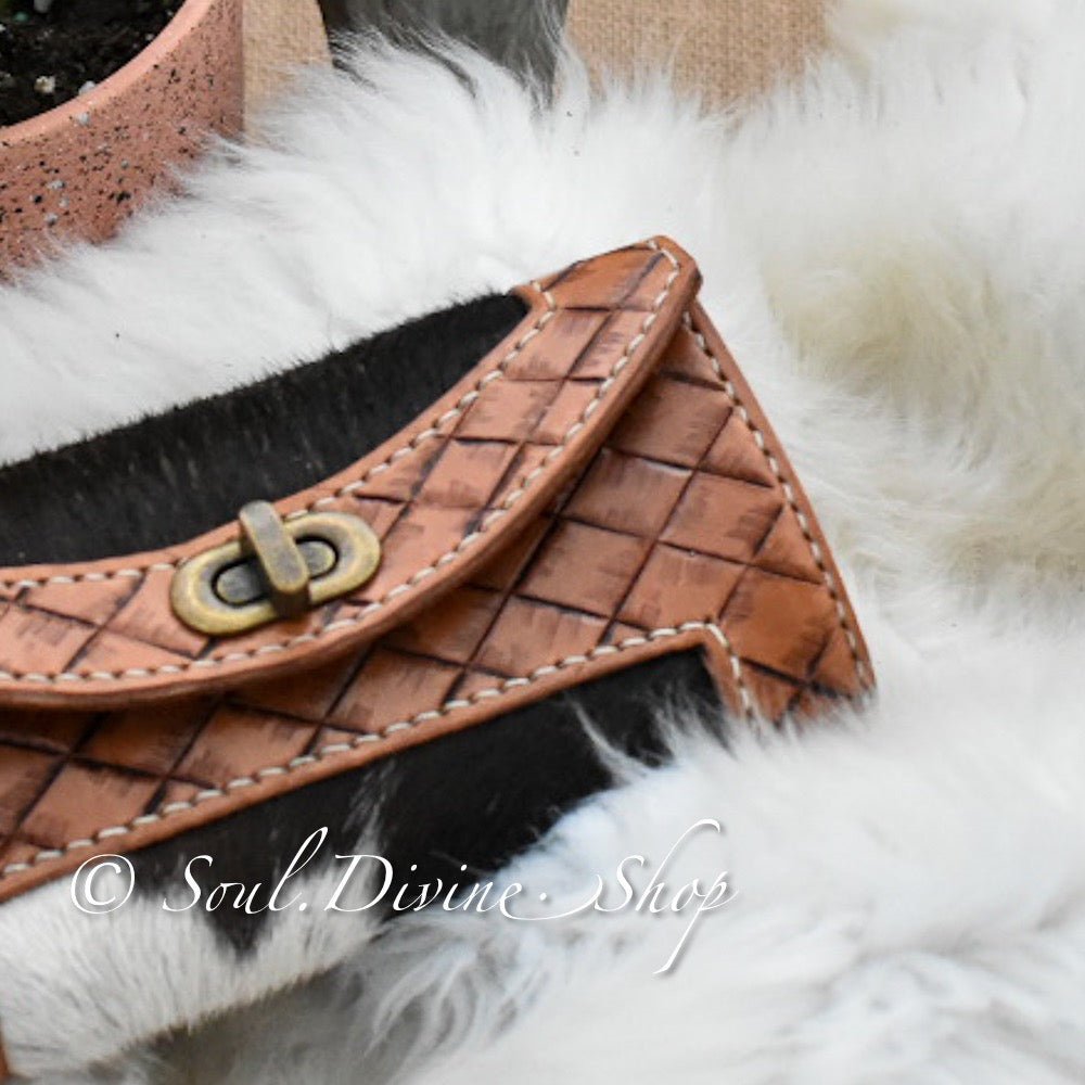 Hand Tooled Hair on Hide Leather Clutch Wallet - Soul Divine