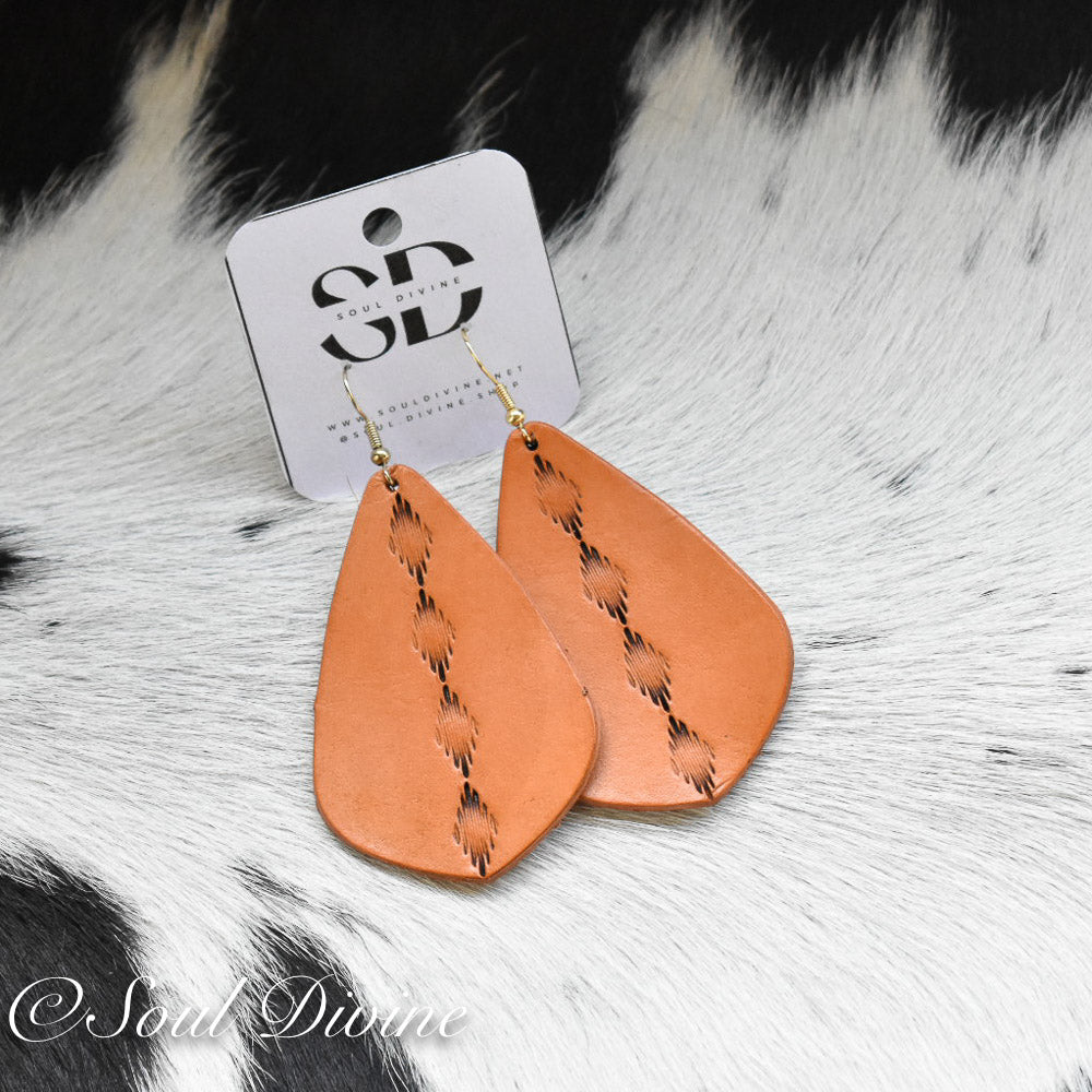 Hand Tooled Leather Earrings - Soul Divine