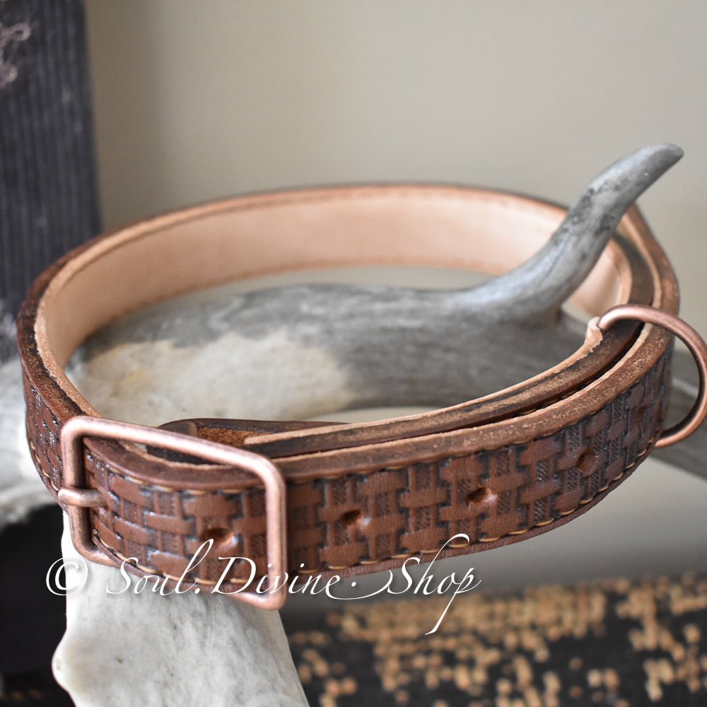 Leather Dog Collar - Hand Tooled - Soul Divine
