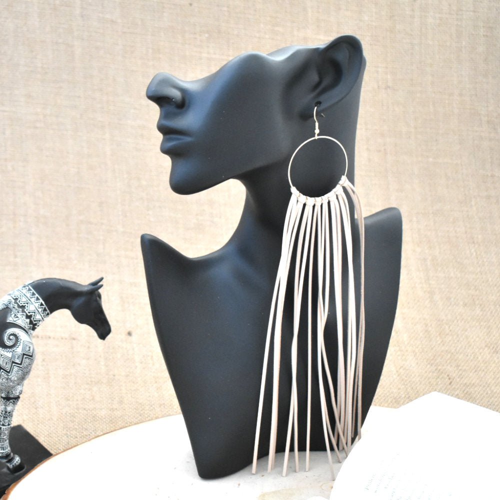 Leather Fringe Earrings - Pink - Prairie Buffalo