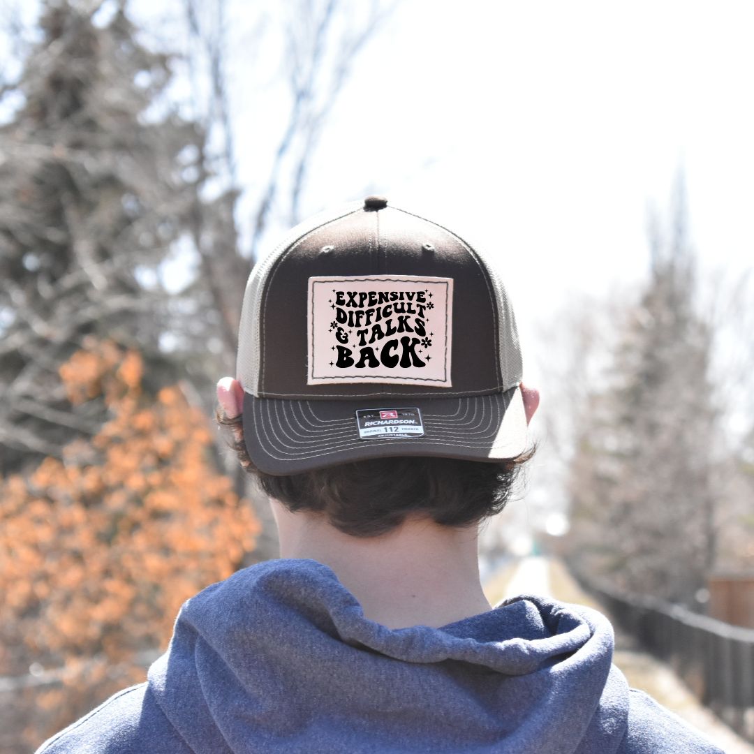 Leather Hat Patches - Expensive, Difficult, Talks Back - Prairie Buffalo