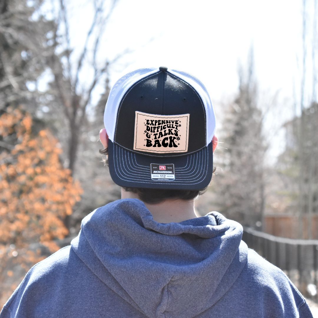 Leather Hat Patches - Expensive, Difficult, Talks Back - Prairie Buffalo