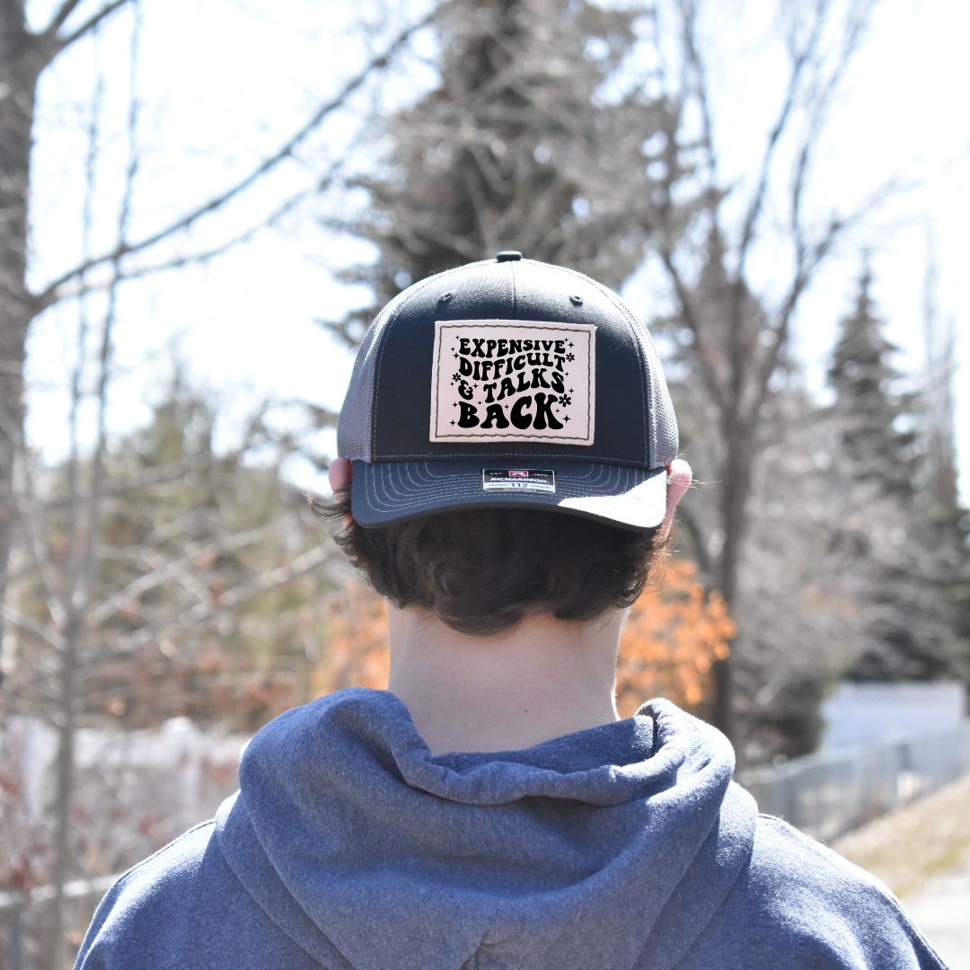 Leather Hat Patches - Expensive, Difficult, Talks Back - Prairie Buffalo