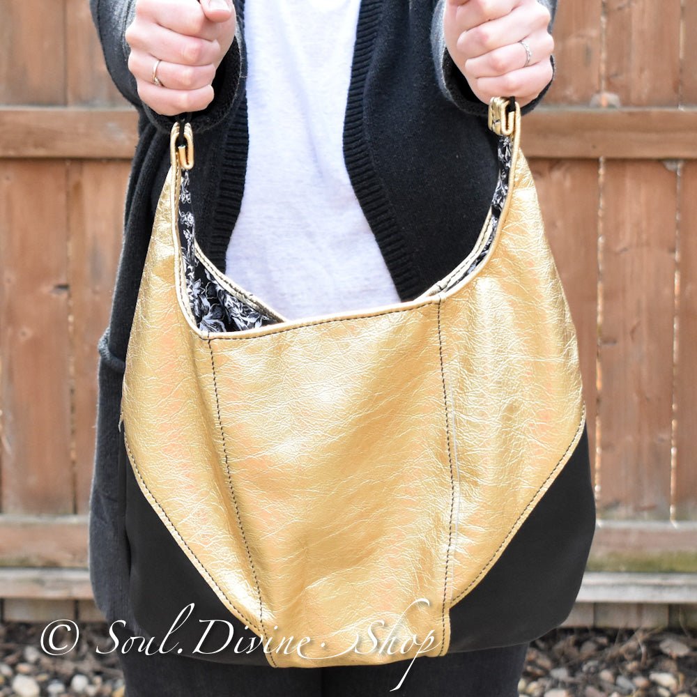 Leather Purse - Black & Gold - Soul Divine