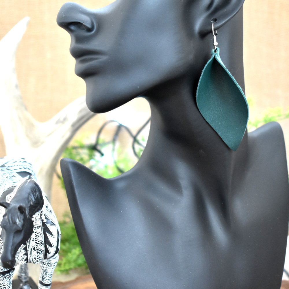leather leaf earrings