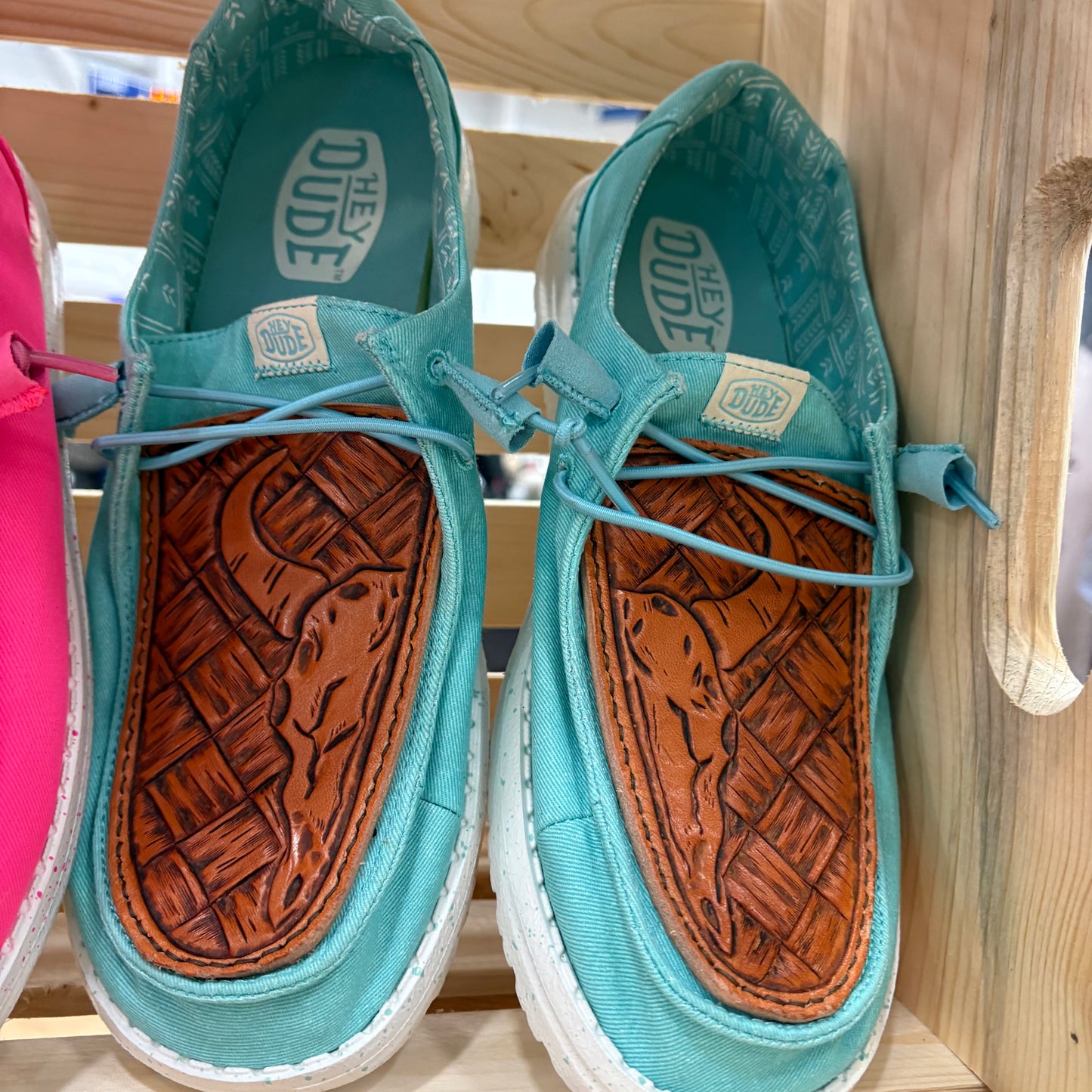 Slip on Shoes with Bison Basketweave Tooled Tops