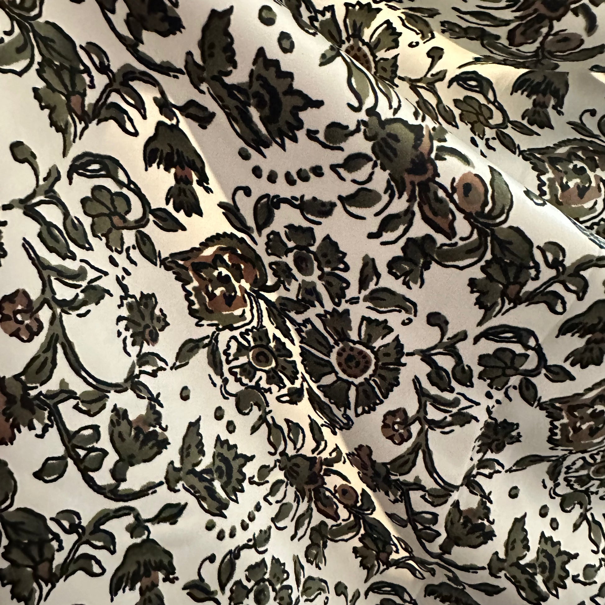White & Green Floral Wild Rag - Prairie Buffalo