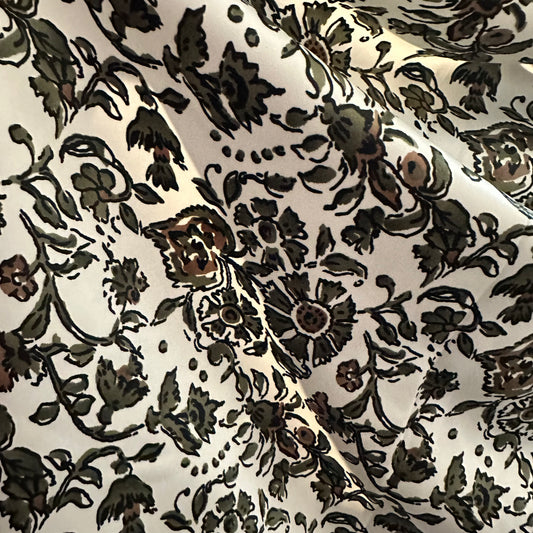 White & Green Floral Wild Rag - Prairie Buffalo