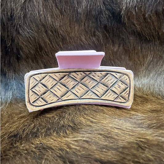 Basketweave Leather Claw Clip - Prairie Buffalo