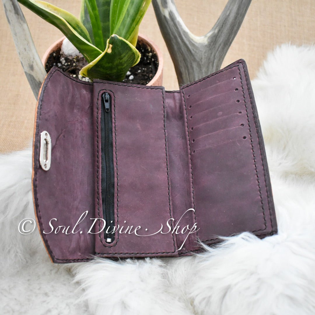 Basketweave Aztec Leather Wallet - Prairie Buffalo
