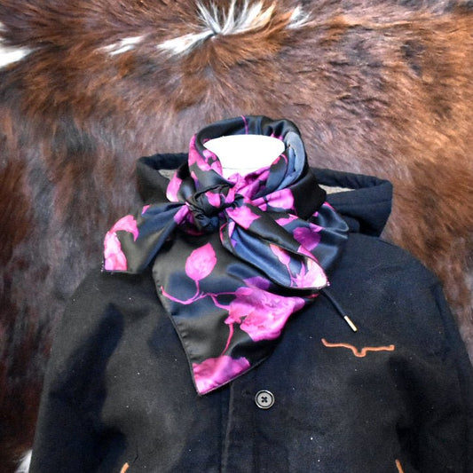Black & Fuschia Floral Wild Rag - Prairie Buffalo