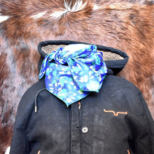 Blue Floral Wild Rag - Prairie Buffalo