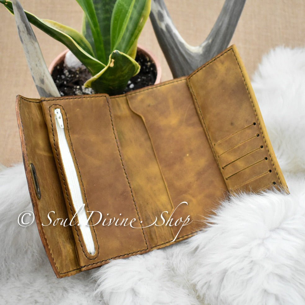 Hand Tooled Leather Clutch Wallet - Soul Divine