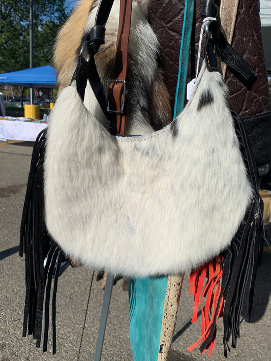 Leather Fringe Purse with Hair on Hide