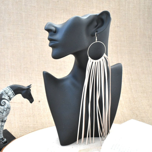 Leather Fringe Earrings - Pink - Prairie Buffalo