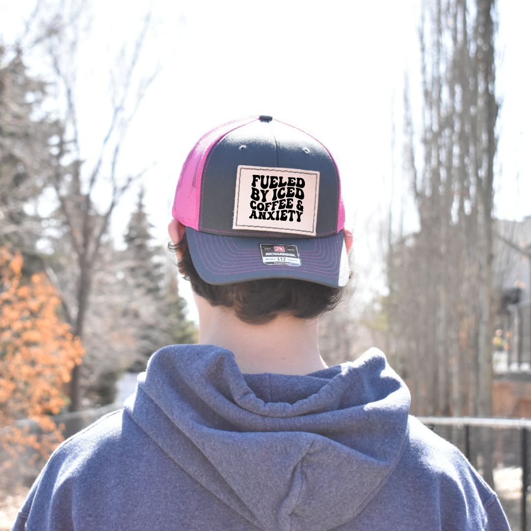 Leather Hat Patches - Fueled by Iced Coffee & Anxiety - Soul Divine
