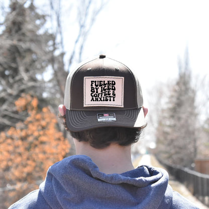 Leather Hat Patches - Fueled by Iced Coffee & Anxiety  - Prairie Buffalo