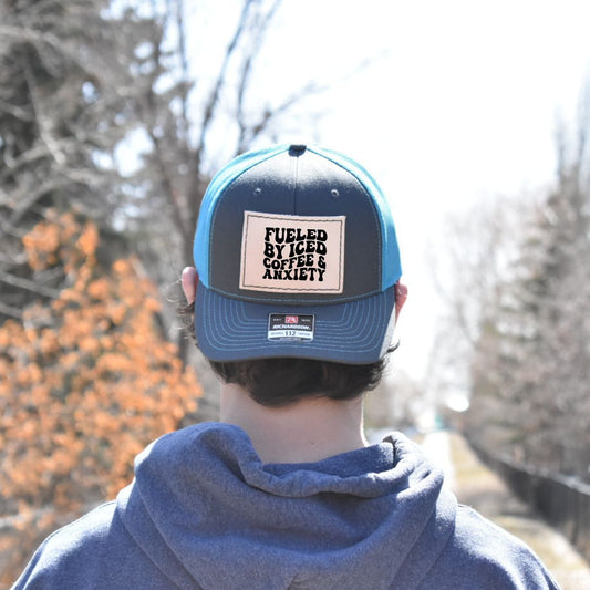 Leather Hat Patches - Fueled by Iced Coffee & Anxiety  - Prairie Buffalo