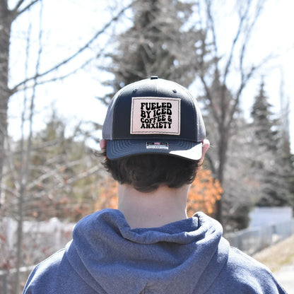 Leather Hat Patches - Fueled by Iced Coffee & Anxiety - Prairie Buffalo