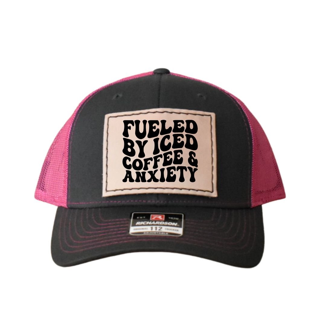 Leather Hat Patches - Fueled by Iced Coffee & Anxiety - Soul Divine